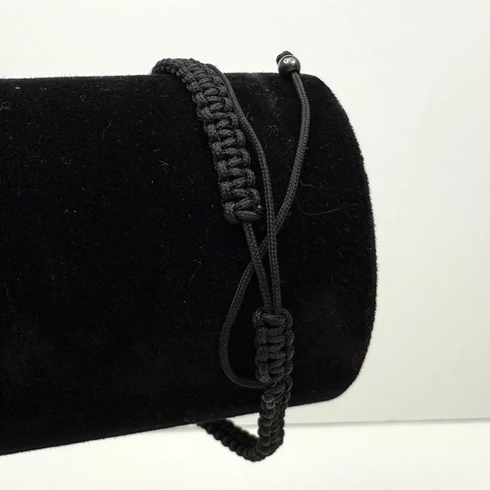 Hematite Disc Beads Bracelet Adjustable Black Macrame Band Fashion Jewelry